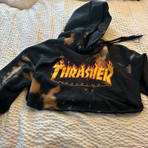 Thrasher Black Hoodie with Orange Flame Logo